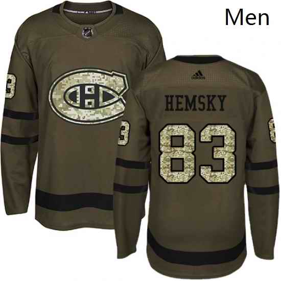 Mens Adidas Montreal Canadiens 83 Ales Hemsky Premier Green Salute to Service NHL Jersey